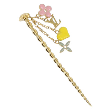 LOUIS VUITTON Sweet Monogram Pick Cheveux Hair Pin metal Gold M65847 Auth 153424