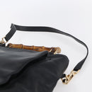 GUCCI Bamboo Hand Bag Leather 2way Black Gold 002 2058 0508 0 Auth 153437-10