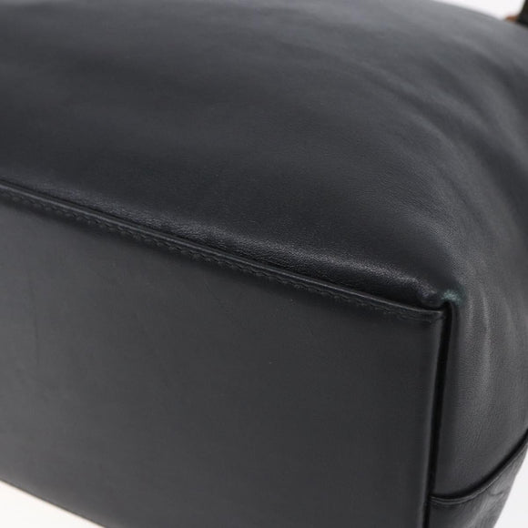 GUCCI Bamboo Hand Bag Leather 2way Black Gold 002 2058 0508 0 Auth 153437