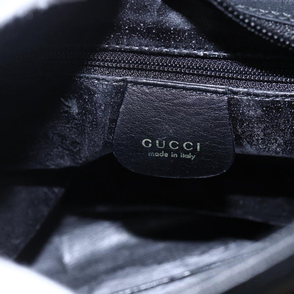 GUCCI Bamboo Hand Bag Leather 2way Black Gold 002 2058 0508 0 Auth 153437