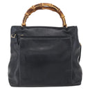 GUCCI Bamboo Hand Bag Leather 2way Black Gold 002 2058 0508 0 Auth 153437-2