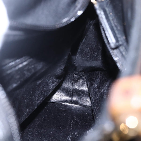 GUCCI Bamboo Hand Bag Leather 2way Black Gold 002 2058 0508 0 Auth 153437