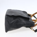 GUCCI Bamboo Hand Bag Leather 2way Black Gold 002 2058 0508 0 Auth 153437-5