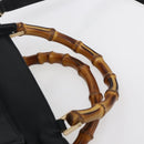 GUCCI Bamboo Hand Bag Leather 2way Black Gold 002 2058 0508 0 Auth 153437-8