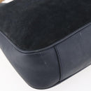 GUCCI Bamboo Hand Bag Suede 2way Navy Gold Auth 153438-13