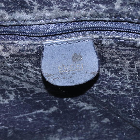 GUCCI Bamboo Hand Bag Suede 2way Navy Gold Auth 153438