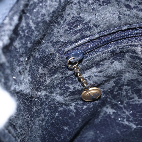 GUCCI Bamboo Hand Bag Suede 2way Navy Gold Auth 153438