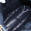 GUCCI Bamboo Hand Bag Suede 2way Navy Gold Auth 153438-18