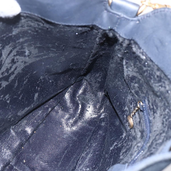 GUCCI Bamboo Hand Bag Suede 2way Navy Gold Auth 153438