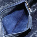 GUCCI Bamboo Hand Bag Suede 2way Navy Gold Auth 153438-21