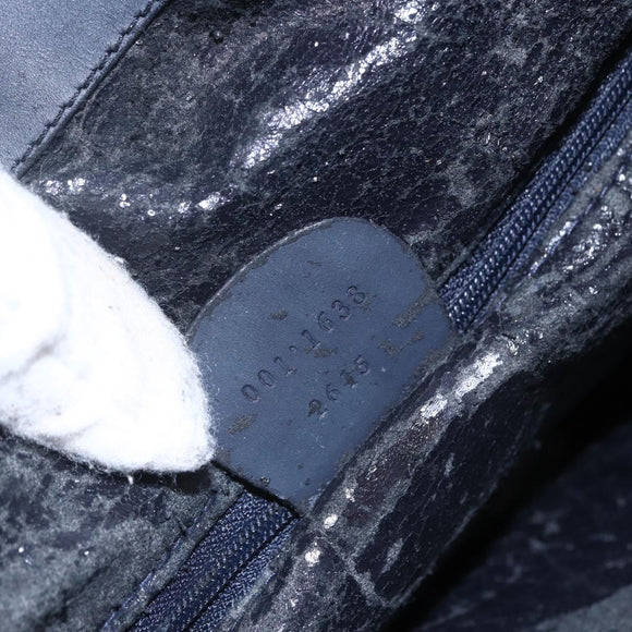 GUCCI Bamboo Hand Bag Suede 2way Navy Gold Auth 153438