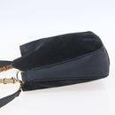 GUCCI Bamboo Hand Bag Suede 2way Navy Gold Auth 153438-4