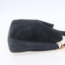 GUCCI Bamboo Hand Bag Suede 2way Navy Gold Auth 153438-5