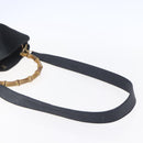 GUCCI Bamboo Hand Bag Suede 2way Navy Gold Auth 153438-9