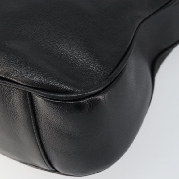 GUCCI Bamboo Hand Bag Leather 2way Black Gold 001 14 1638 Auth 153439