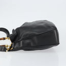 GUCCI Bamboo Hand Bag Leather 2way Black Gold 001 14 1638 Auth 153439-4