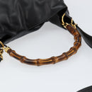 GUCCI Bamboo Hand Bag Leather 2way Black Gold 001 14 1638 Auth 153439-7