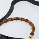 GUCCI Bamboo Hand Bag Leather 2way Black Gold 001 14 1638 Auth 153439-8