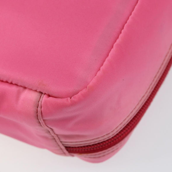 PRADA Vanity Cosmetic Pouch Nylon Pink Silver Auth 153441