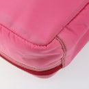 PRADA Vanity Cosmetic Pouch Nylon Pink Silver Auth 153441-11