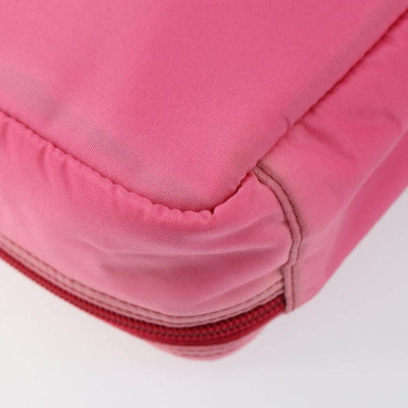 PRADA Vanity Cosmetic Pouch Nylon Pink Silver Auth 153441