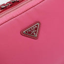 PRADA Vanity Cosmetic Pouch Nylon Pink Silver Auth 153441-12