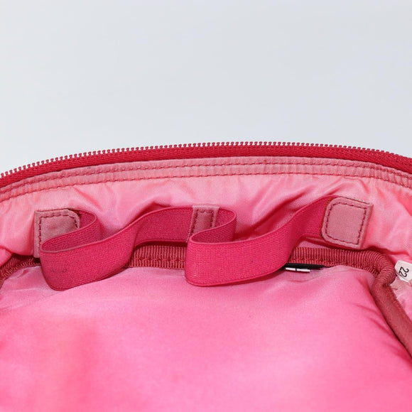 PRADA Vanity Cosmetic Pouch Nylon Pink Silver Auth 153441
