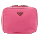 PRADA Vanity Cosmetic Pouch Nylon Pink Silver Auth 153441-2