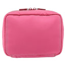 PRADA Vanity Cosmetic Pouch Nylon Pink Silver Auth 153441-3