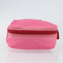 PRADA Vanity Cosmetic Pouch Nylon Pink Silver Auth 153441-4