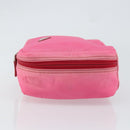 PRADA Vanity Cosmetic Pouch Nylon Pink Silver Auth 153441-5