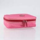 PRADA Vanity Cosmetic Pouch Nylon Pink Silver Auth 153441-6