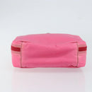 PRADA Vanity Cosmetic Pouch Nylon Pink Silver Auth 153441-7