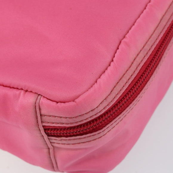 PRADA Vanity Cosmetic Pouch Nylon Pink Silver Auth 153441