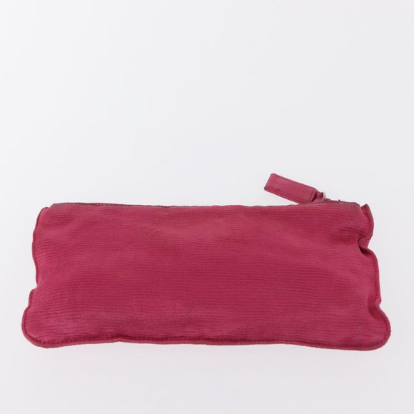 PRADA Pouch Nylon 3 Set Black Pink Orange Auth 153442