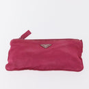 PRADA Pouch Nylon 3 Set Black Pink Orange Auth 153442-9