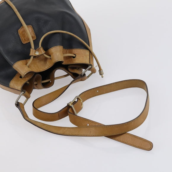 CELINE Shoulder Bag Leather 2 Set Black Auth 153444