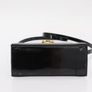 Salvatore Ferragamo Gancini Hand Bag Enamel 2way Black Gold Auth 153460-5