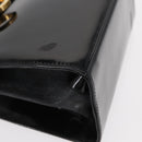 Salvatore Ferragamo Gancini Hand Bag Enamel 2way Black Gold Auth 153460-15