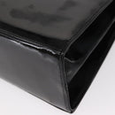 Salvatore Ferragamo Gancini Hand Bag Enamel 2way Black Gold Auth 153460-10