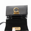 Salvatore Ferragamo Gancini Hand Bag Enamel 2way Black Gold Auth 153460-19