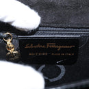 Salvatore Ferragamo Gancini Hand Bag Enamel 2way Black Gold Auth 153460-12