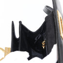 Salvatore Ferragamo Gancini Hand Bag Enamel 2way Black Gold Auth 153460-21