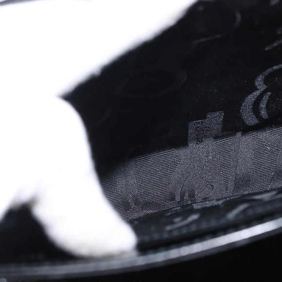 Salvatore Ferragamo Gancini Hand Bag Enamel 2way Black Gold Auth 153460