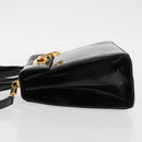 Salvatore Ferragamo Gancini Hand Bag Enamel 2way Black Gold Auth 153460-4