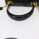 Salvatore Ferragamo Gancini Hand Bag Enamel 2way Black Gold Auth 153460-7