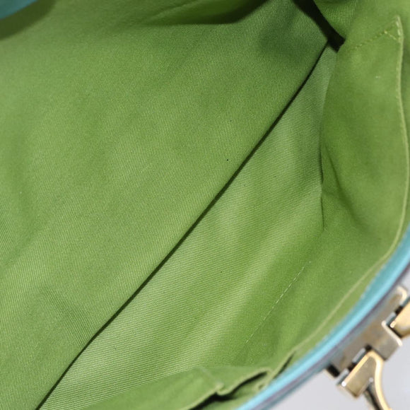 Salvatore Ferragamo Gancini Tote Bag Leer Turkoois Blauw Auth 153461