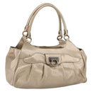 Salvatore Ferragamo Gancini Tote Bag Leather Gold Auth 153462-1