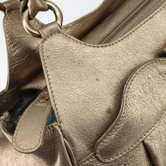 Salvatore Ferragamo Gancini Tote Bag Leather Gold Auth 153462