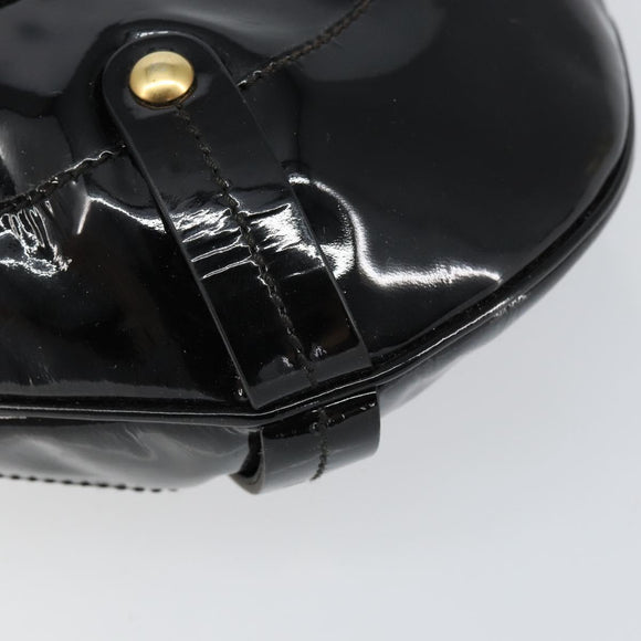 Salvatore Ferragamo Gancini Tote Bag Enamel Black Gold Auth 153463